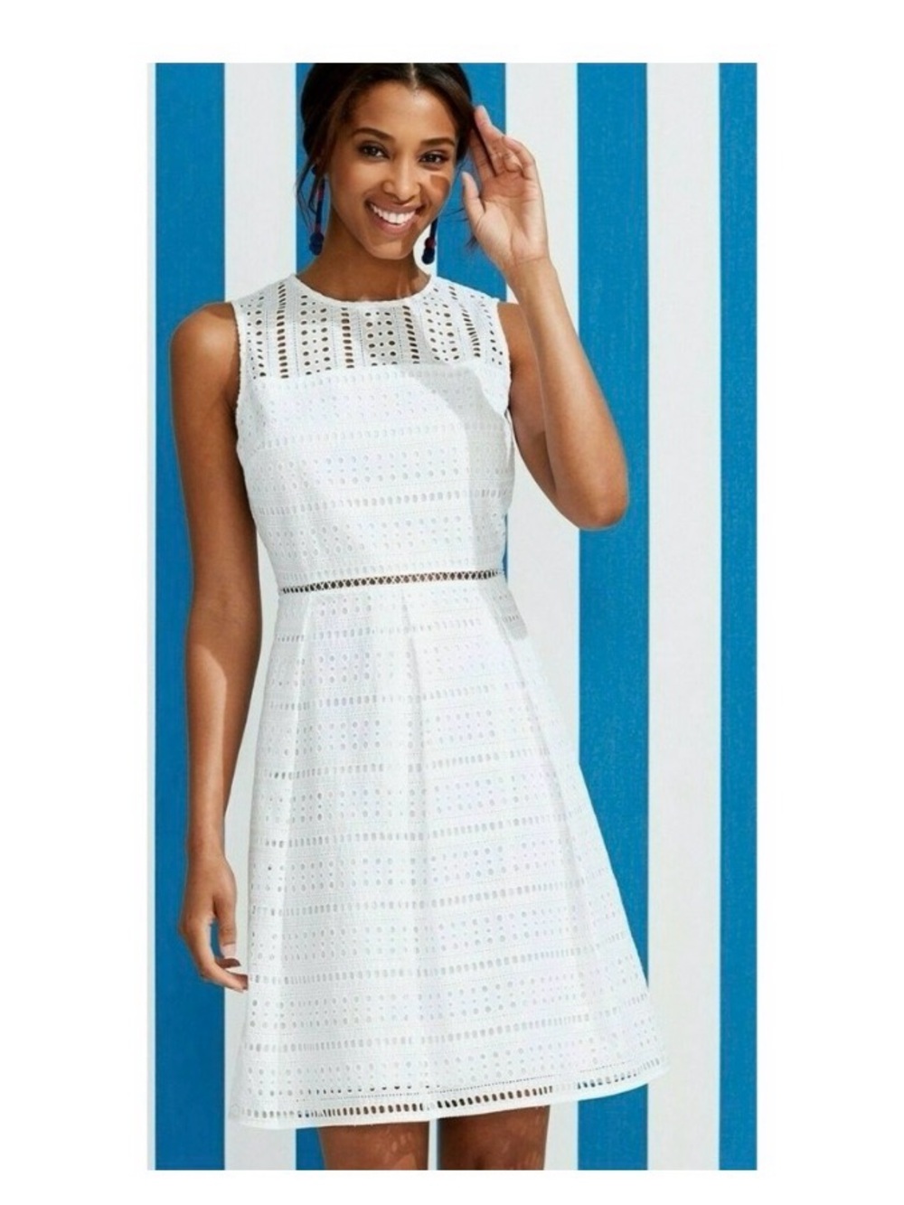 VINEYARD VINES White Eyelet Fit and Flare Dress - Picture 3 of 8